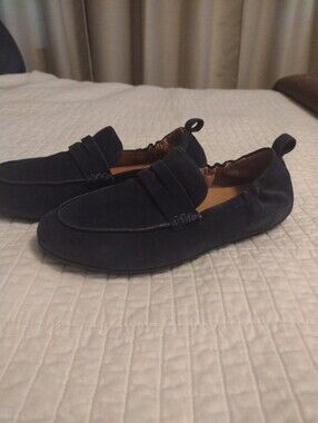 Fitflop Allegro Loafer Womens 8 Suede Slip On Blue Elastic Ruched Sides Comfort